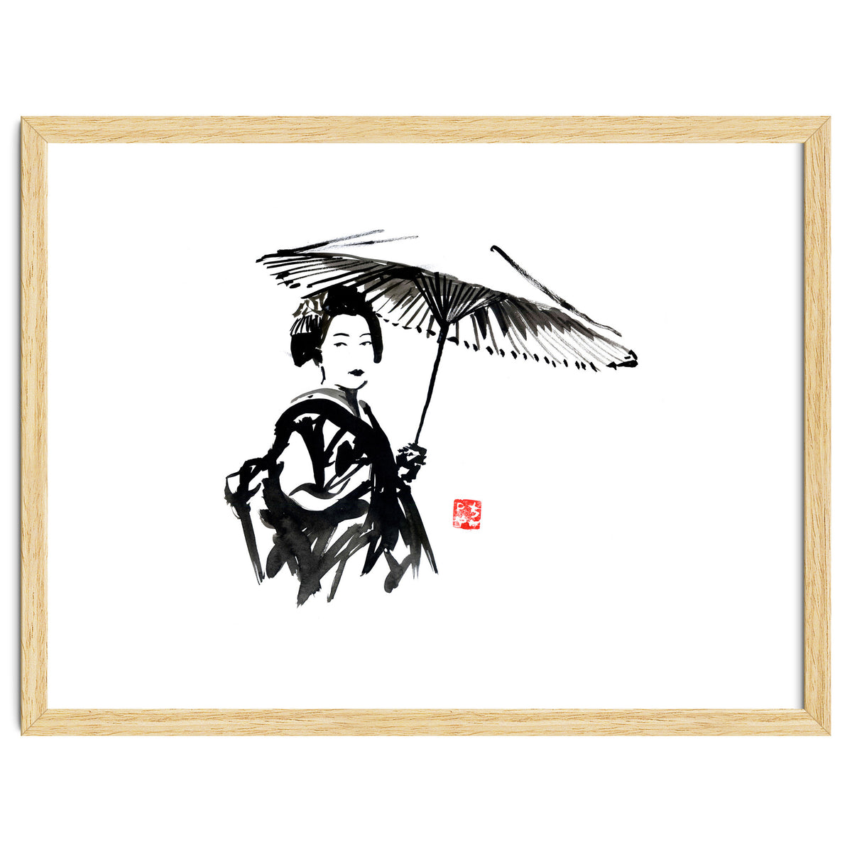 geisha under umbrella