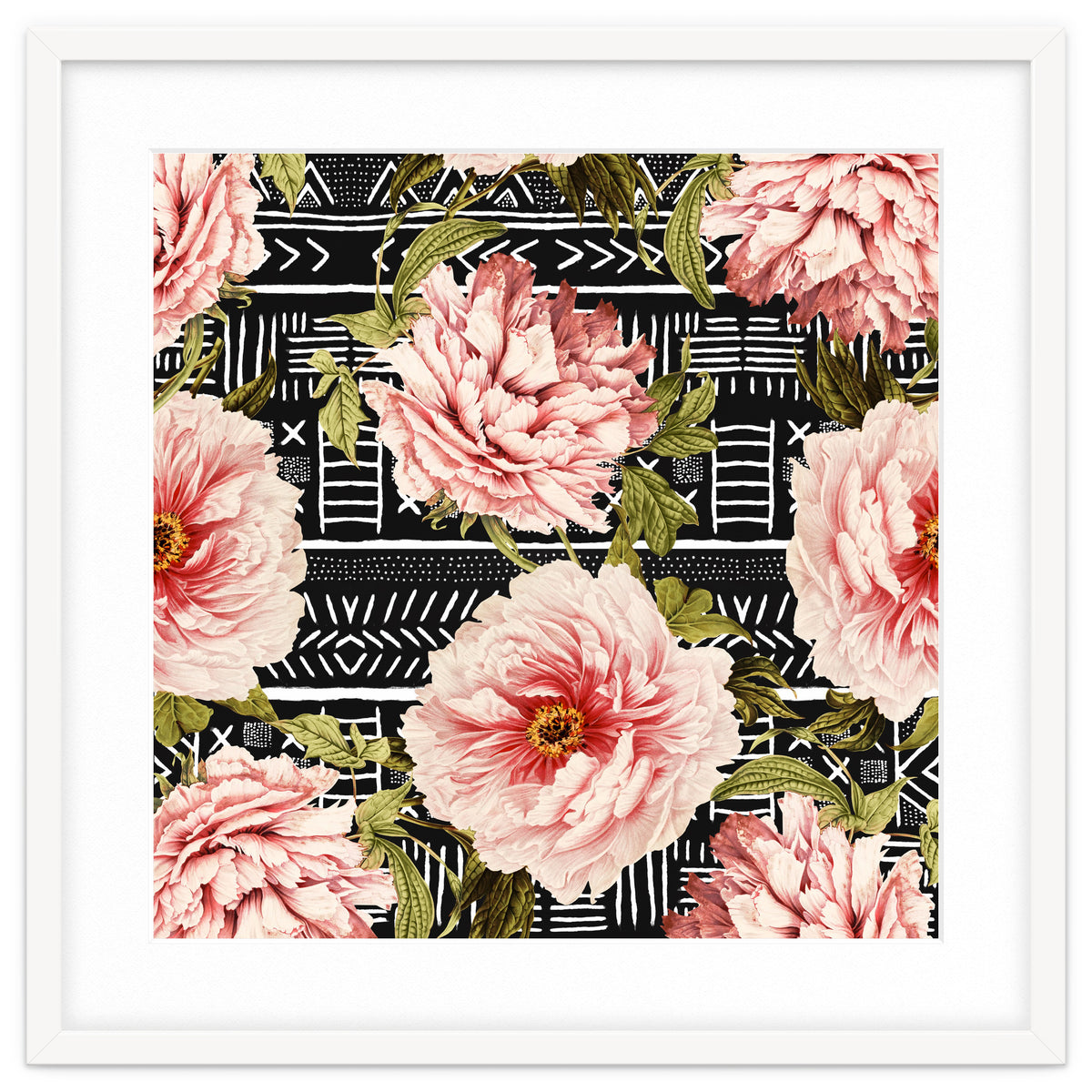 Flowering pink on drawn lines