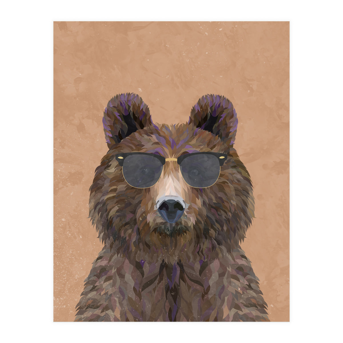 Cool Bear Wearing Sunglasses Portrait (Print Only)