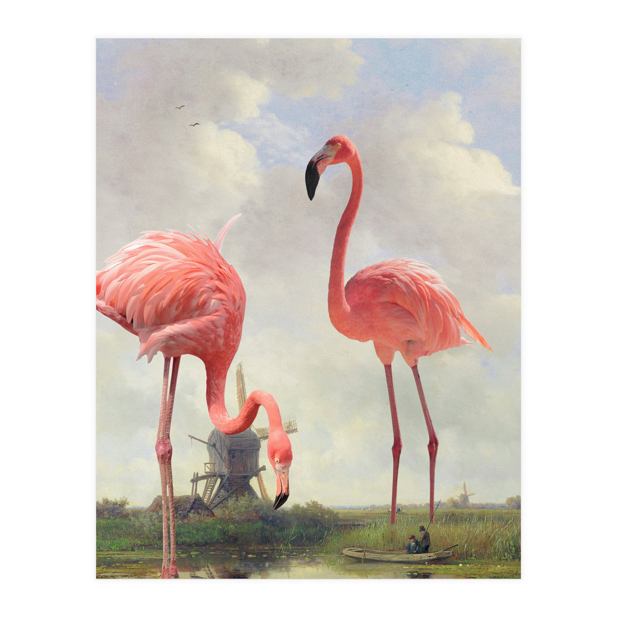 Fishing With Flamingos (Print Only)
