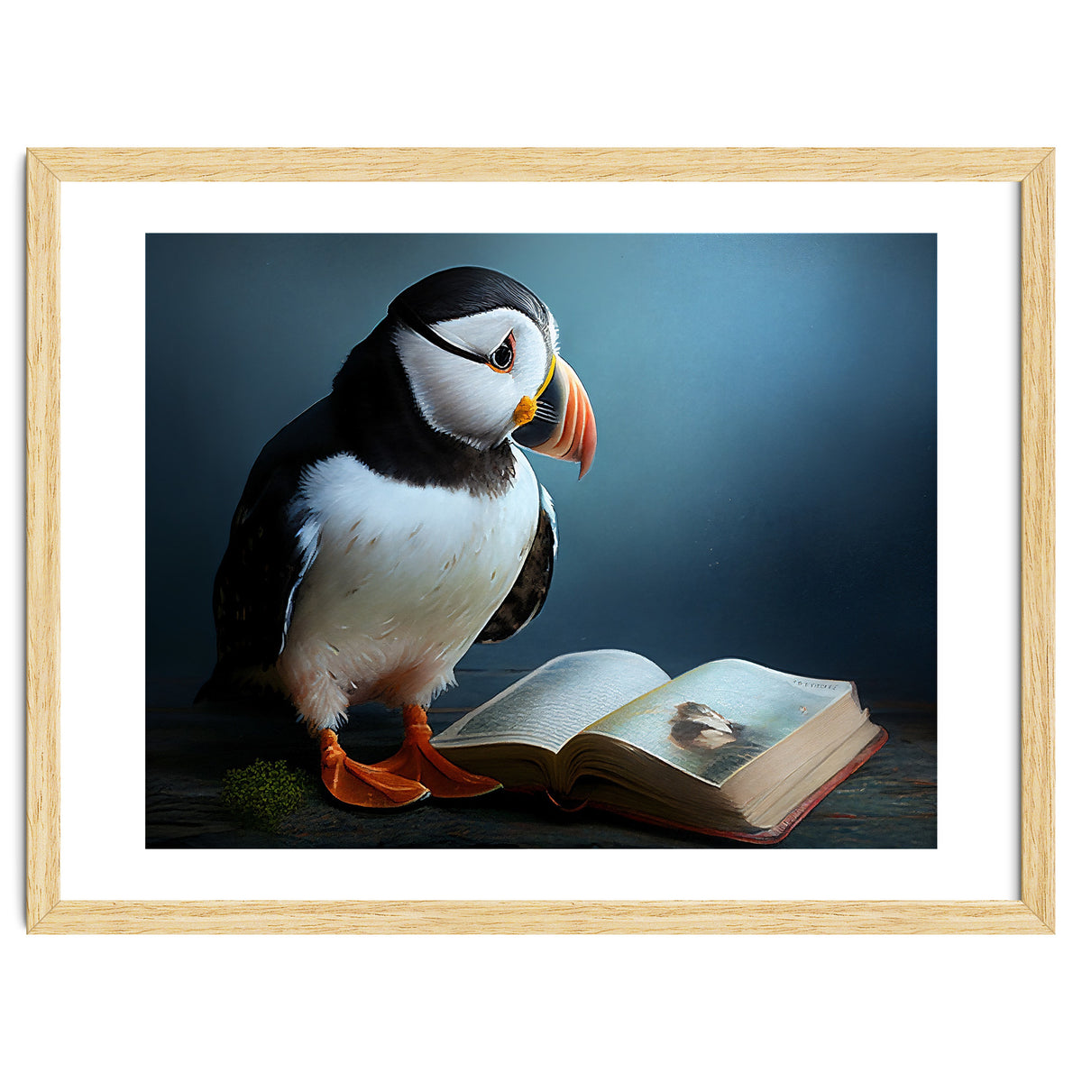 Puffin Reading a Book