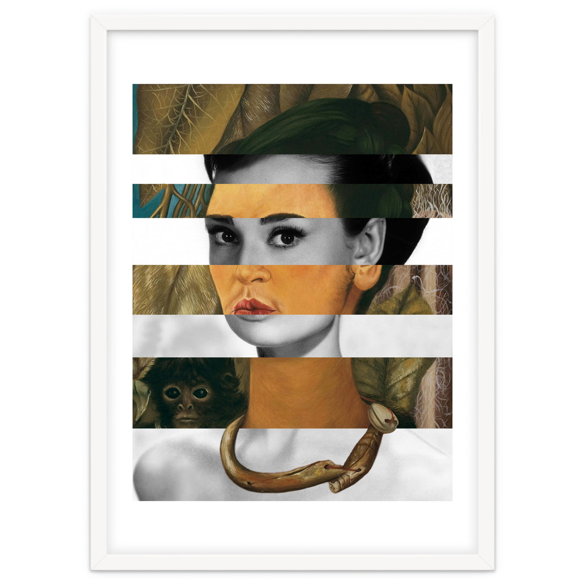 Frida Kahlo's Self Portrait with Monkey & Audrey Hepburn
