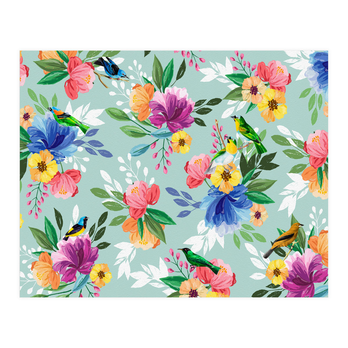 Flowers Birds (Print Only)