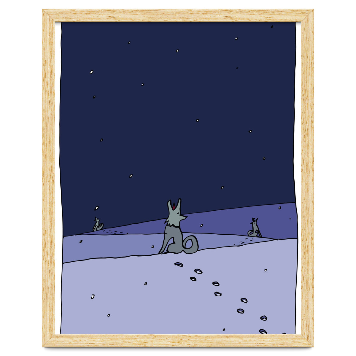 Dogs in Winter Night