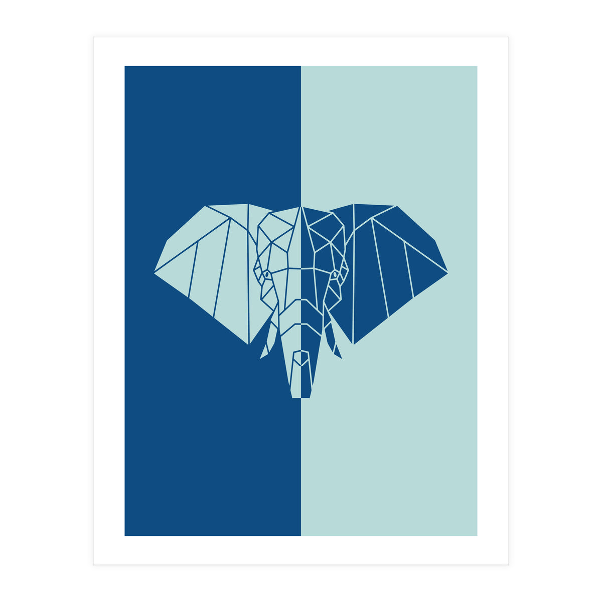 ELEPHANT IN BLUE ! POLYGON ART (Print Only)