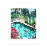 Luxury Tiger Villa illustration, Architecture Travel Nature Painting, Hotel Landscape Garden (Print Only) thumbnail