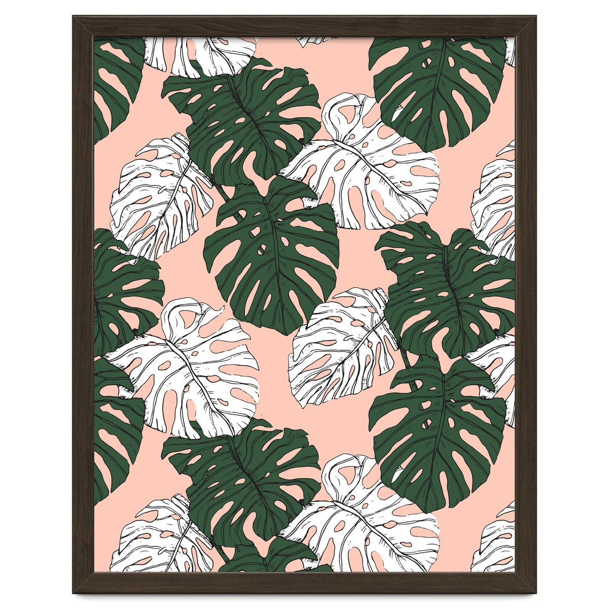 Hand drawing monstera pastel color