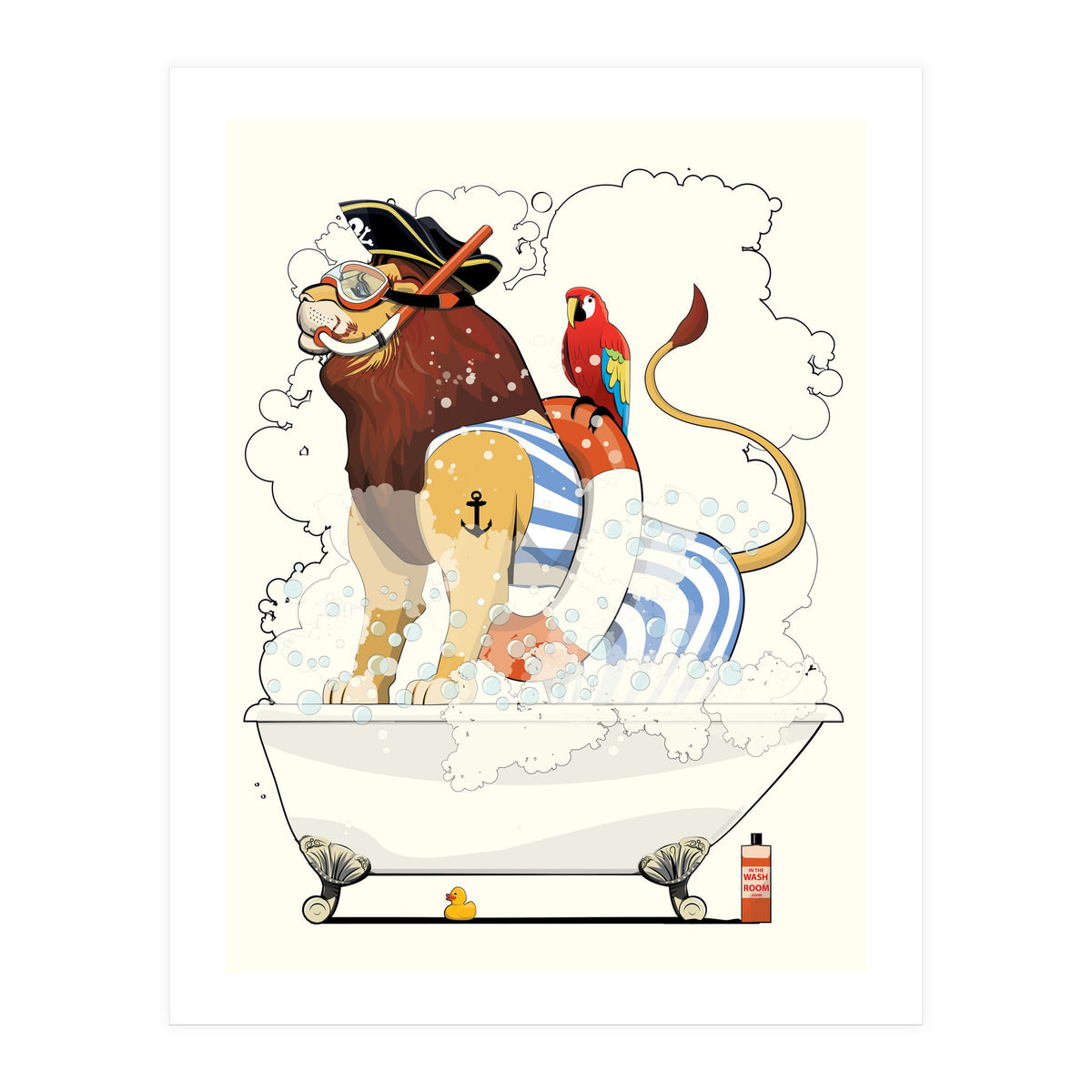 Lion in the Bath, Funny Bathroom Humour (Print Only)