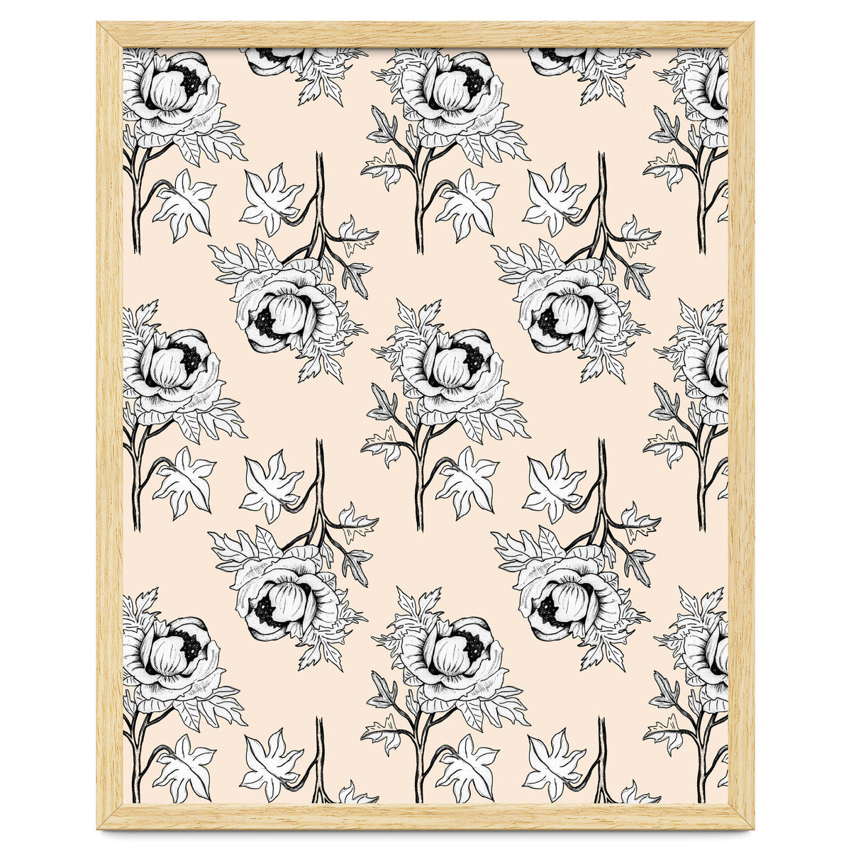 Drawing pattern of roses to pencil on beige