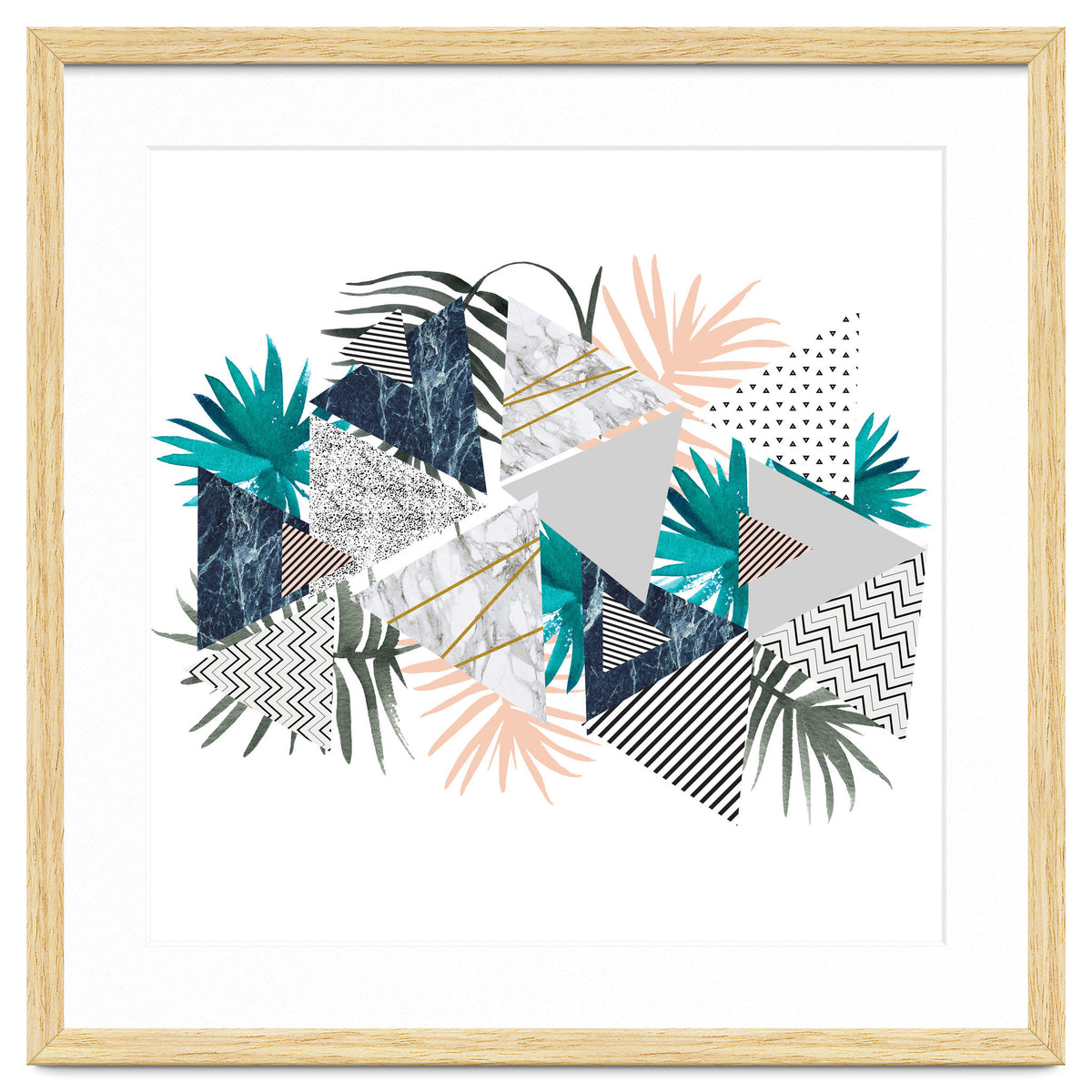 Abstract of geometric patterns with plants and marble I