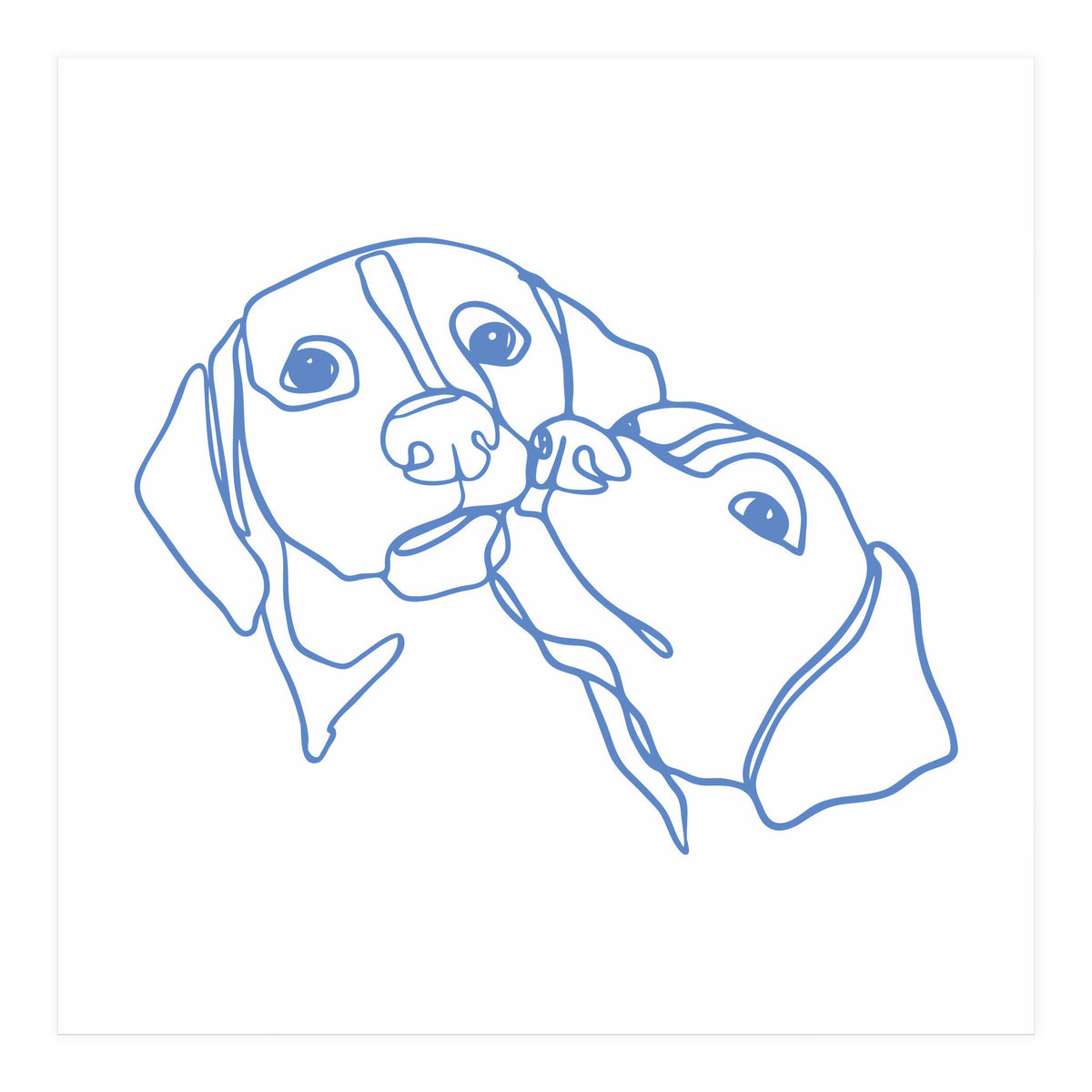 One Line Art Dogs Couple  (Print Only)