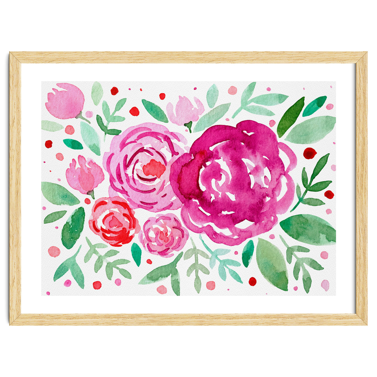 Watercolor roses in pink