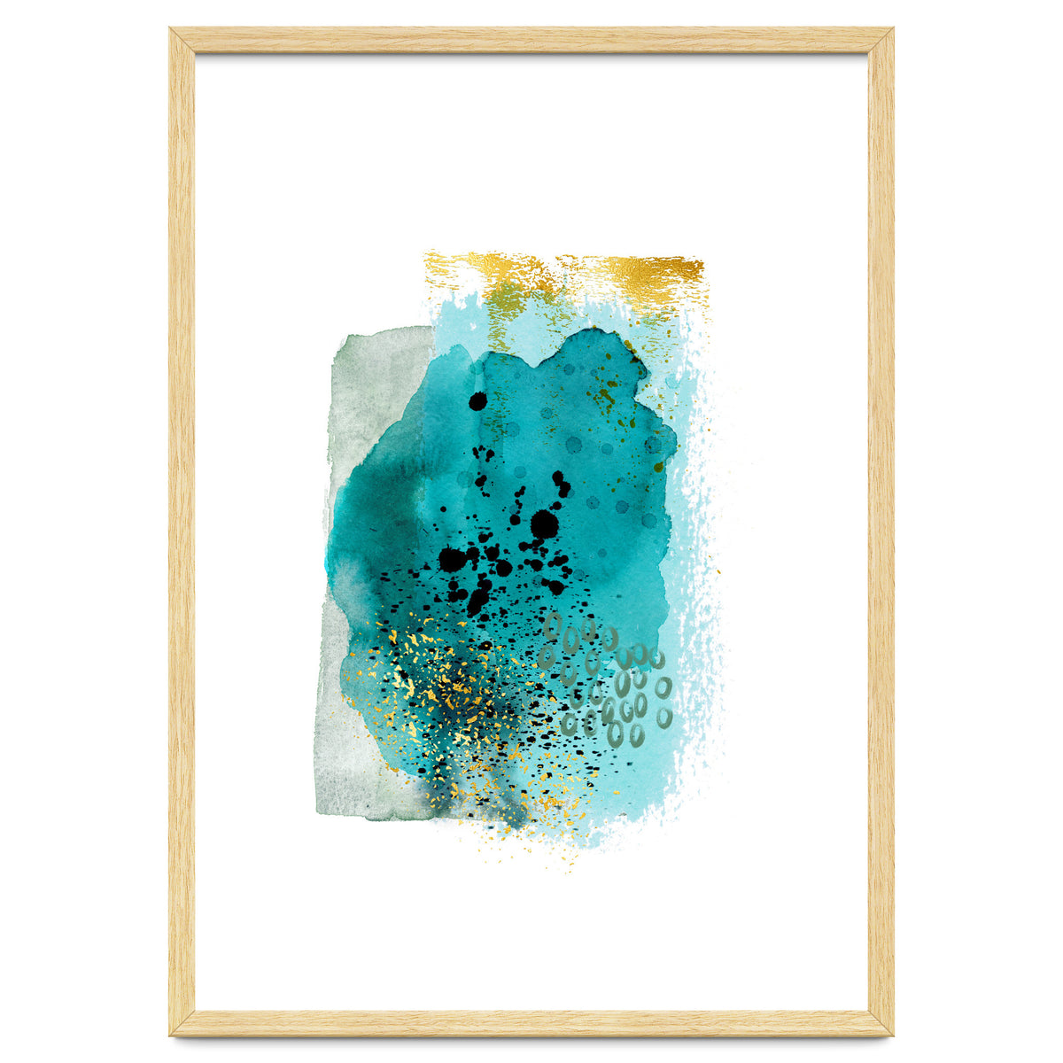 Abstract watercolour turquoise and gold