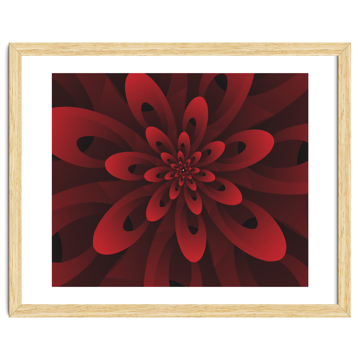 Abstract Digital Modern Red Floral 3D ART