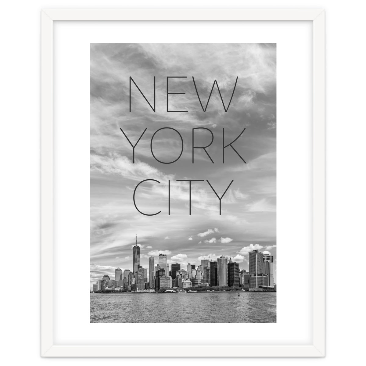 NYC Lower Manhattan & Hudson River | Text & Skyline