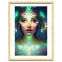 Glowing Green Stars - Goddess of Light Digital Fantasy Artwork