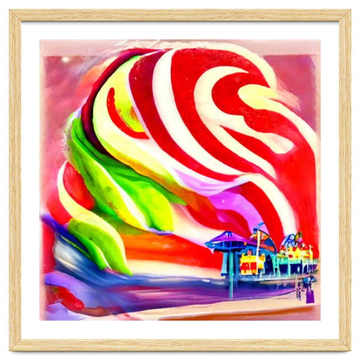 Santa Monica Pier swirly Candy AI Art