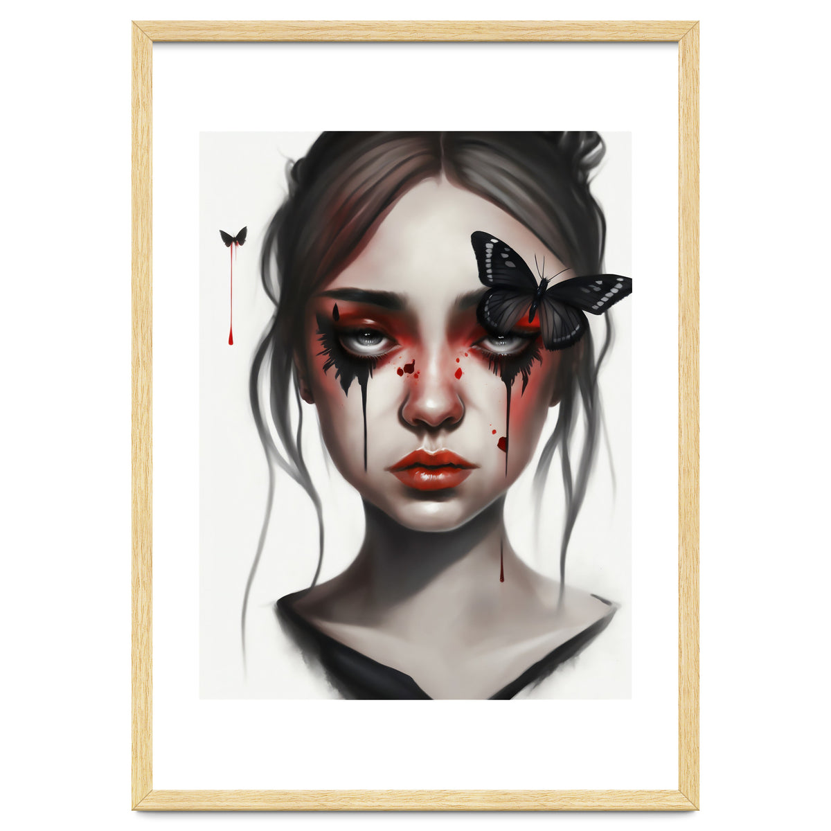 Goth Girl With Butterflies Portrait