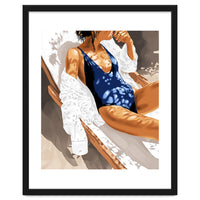 Girls Just Wanna Have Sun Painting, Woman Fashion Swim Beach Vacation Travel Summer Illustration