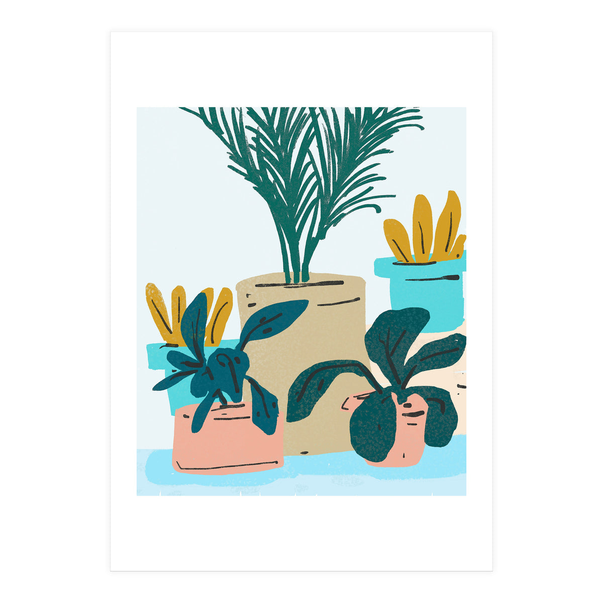 Little House Plants | Pastel Botanical Nature Plant Pots | Bohemian Cute Chic Palm Modern (Print Only)