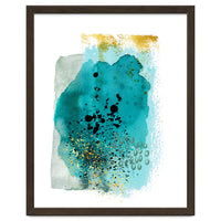 Abstract watercolour turquoise and gold