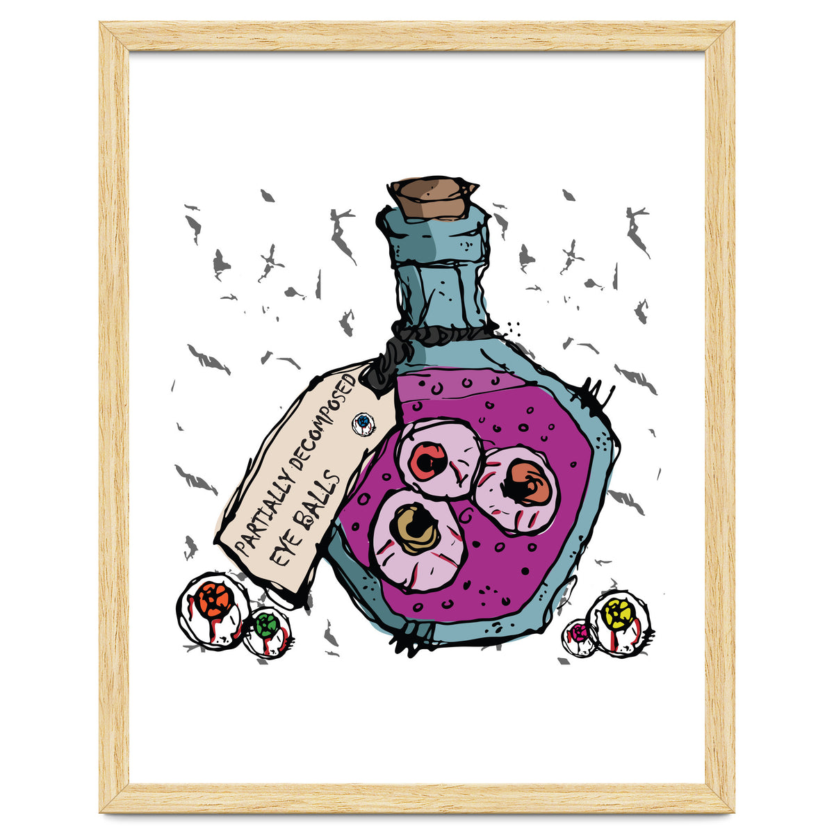 Decomposed eyes in a bottle