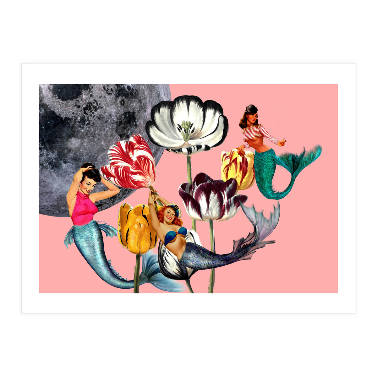 Mermaid Floral with moon (Print Only)