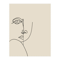 Looking Back : Moon Eyes, Abstract Face Line Art, Minimal Drawing Sketch People Scandinavian Neutral (Print Only)