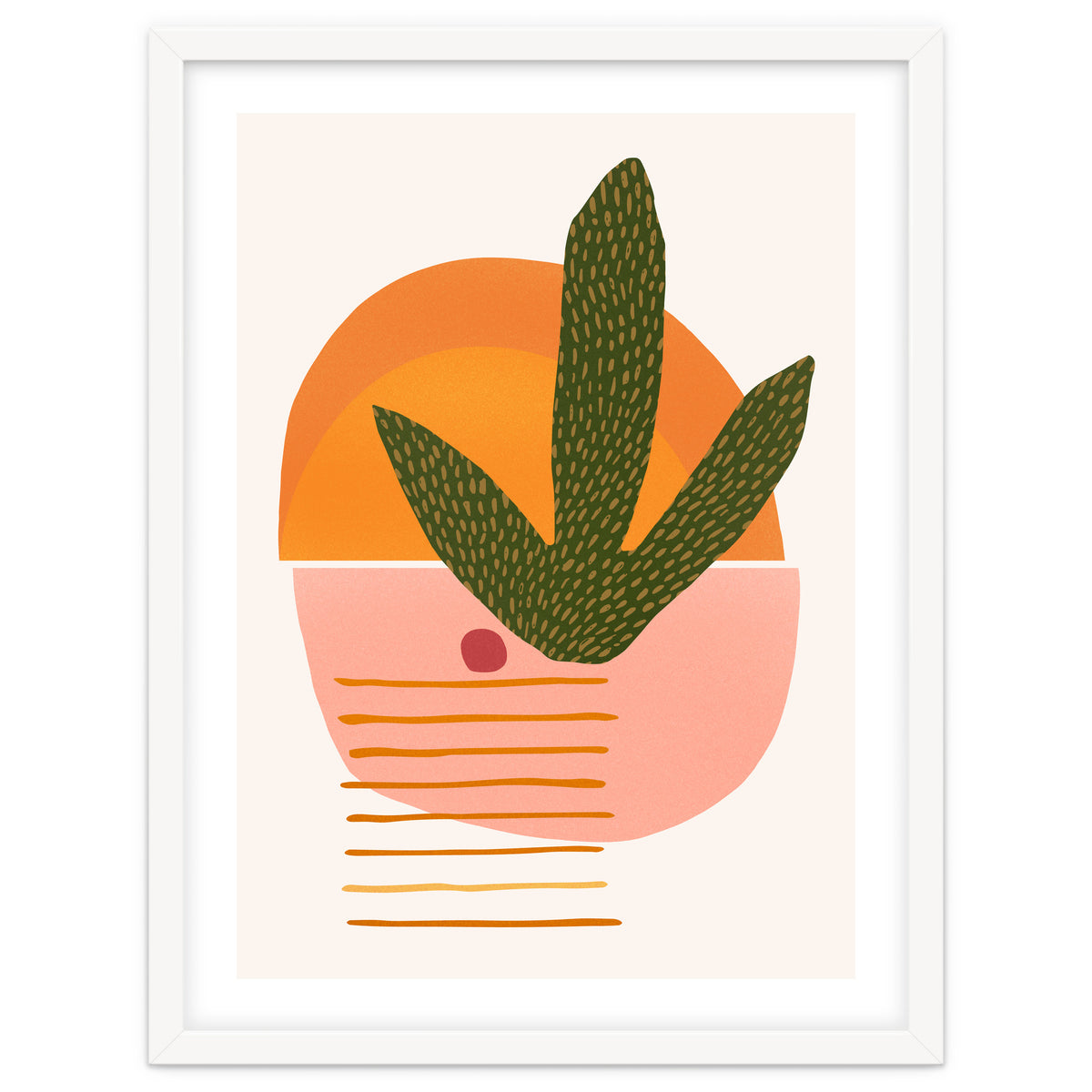 Desert Sunset With Cactus And Cherry