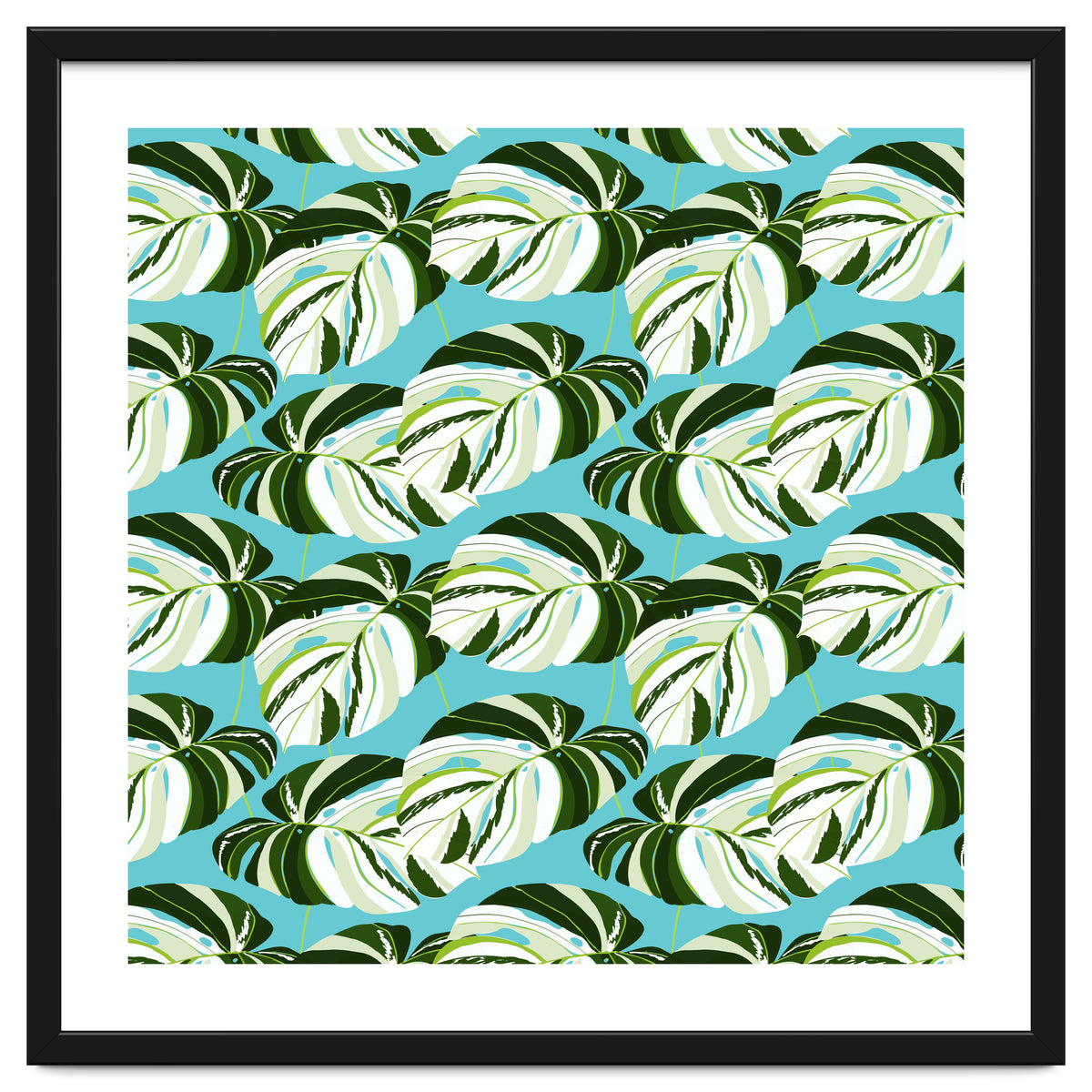 Summer Variegated Monstera | Rainforest Jungle botanical Plants Illustration | Boho Tropical Nature