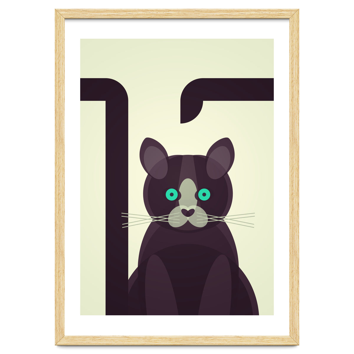 Mid Century Geometric Black Cat
