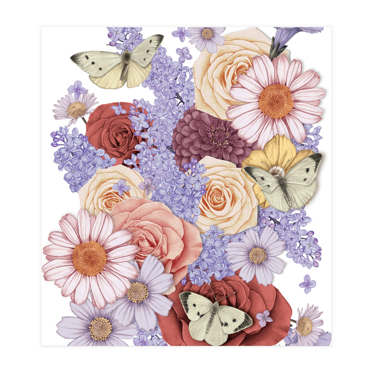 Flowers and Butterflies (Print Only)