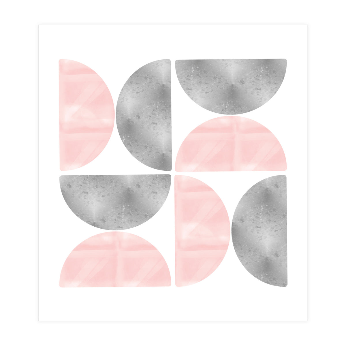 Half Moon Blush And Grey Abstract  (Print Only)