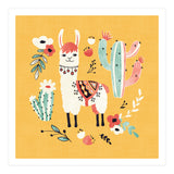 White Llama With Flowers (Print Only) thumbnail