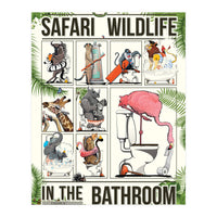 Safari wildlife animals in the bathroom, funny toilet humour.  (Print Only)