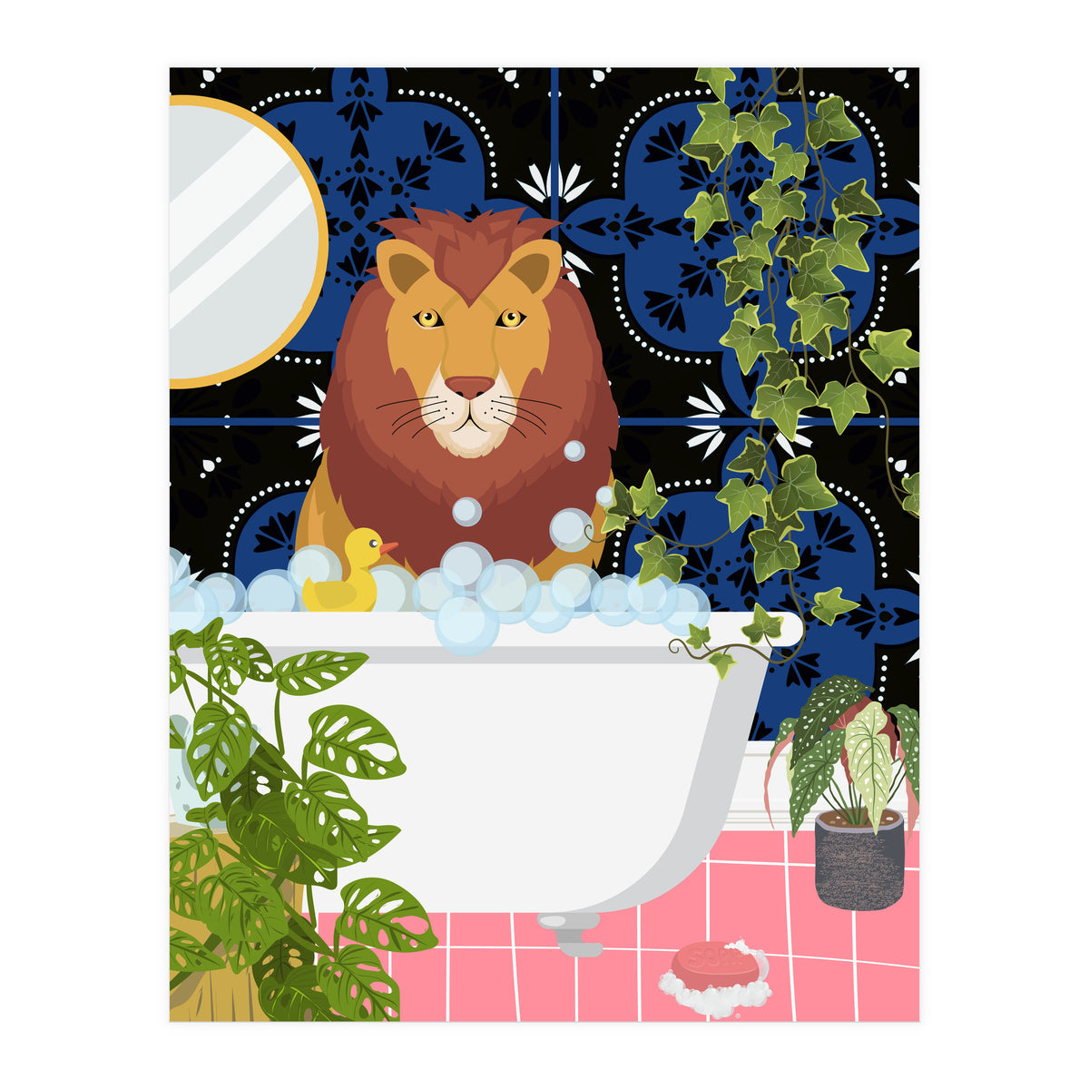 Lion in Moroccan Style Bathroom (Print Only)