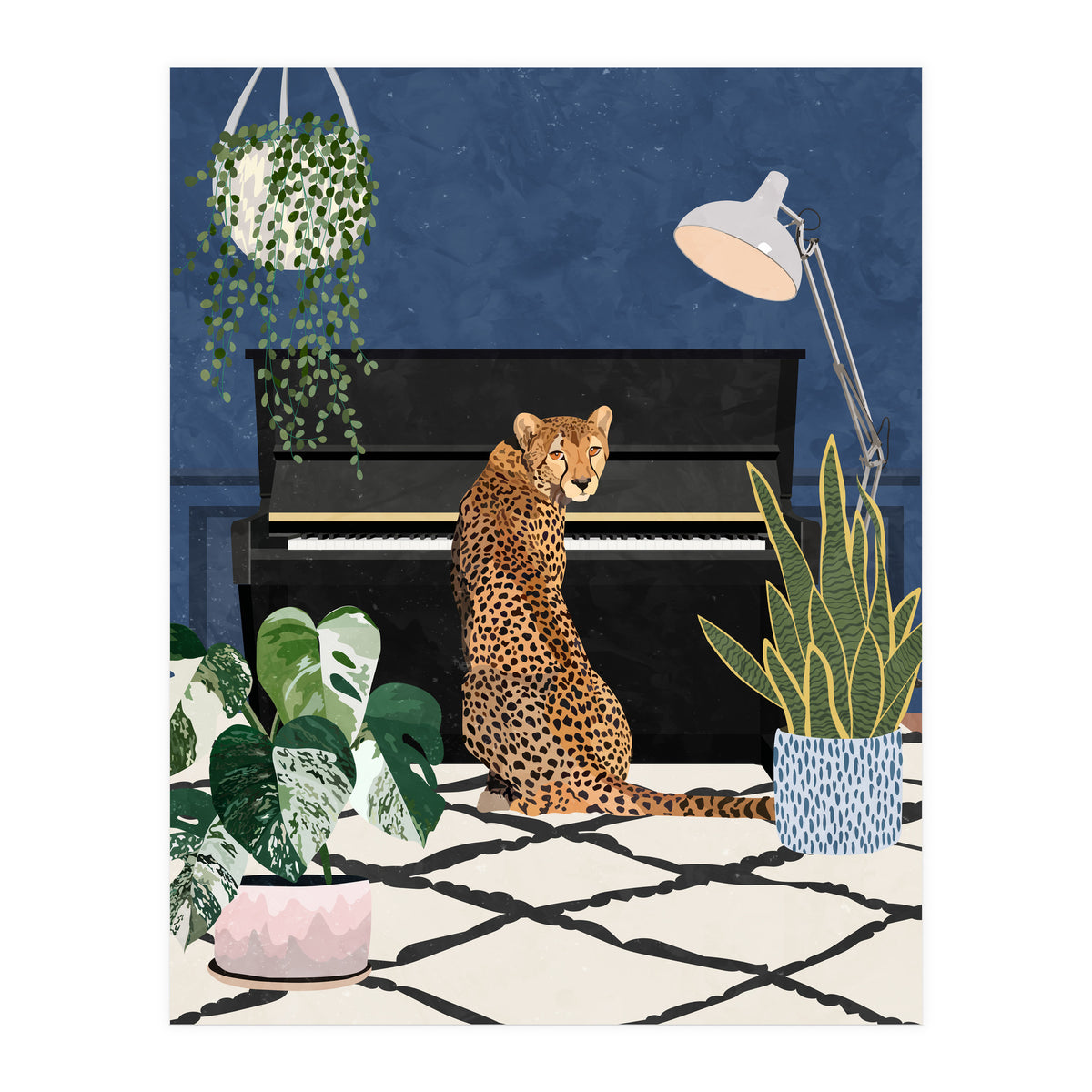 Cheetah playing the piano (Print Only)