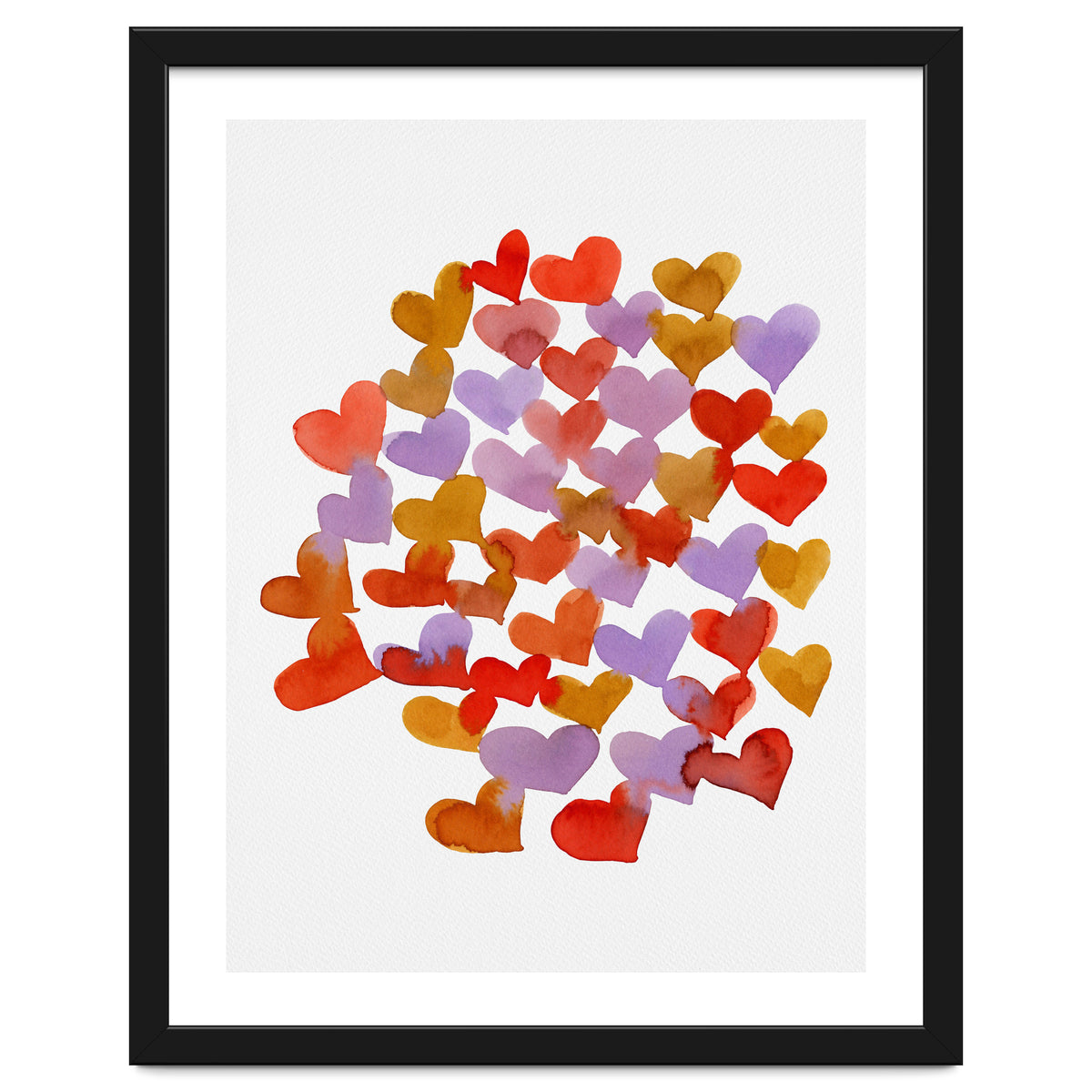 Watercolor melting hearts - retro