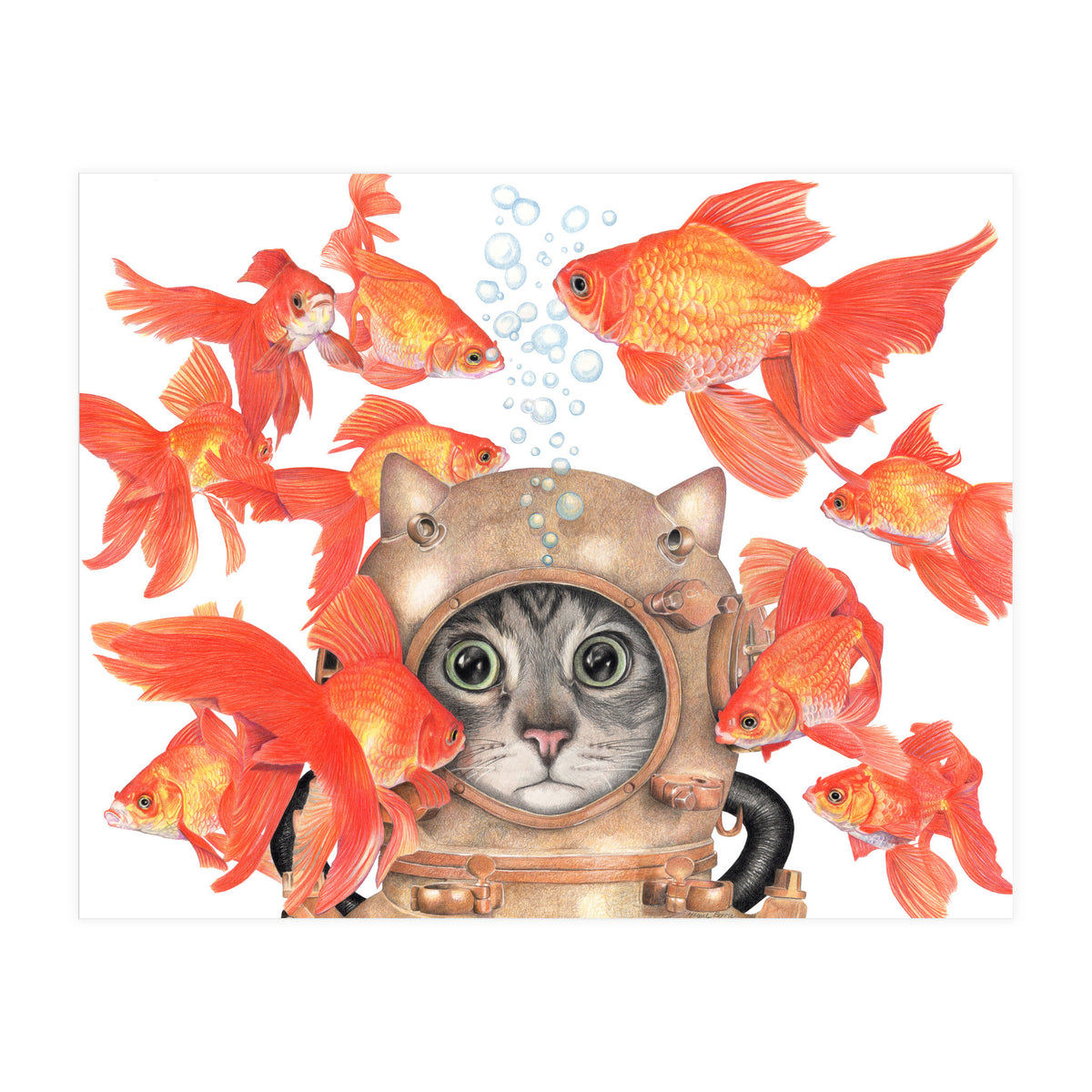 Scuba Cat  (Print Only)