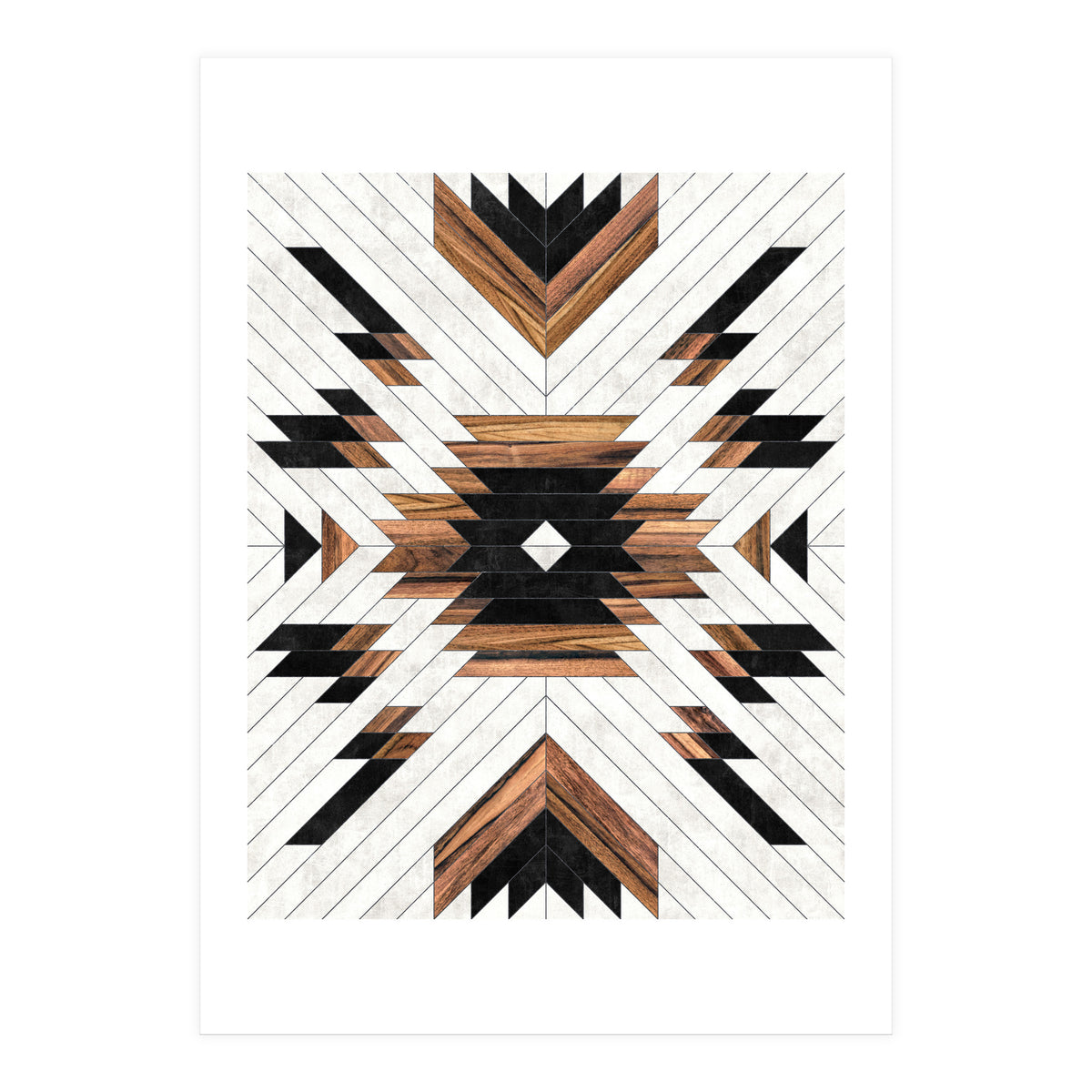 Urban Tribal Pattern No.5 - Aztec - Concrete and Wood (Print Only)