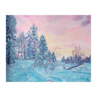Pink sunrise in the winter forest (Print Only)