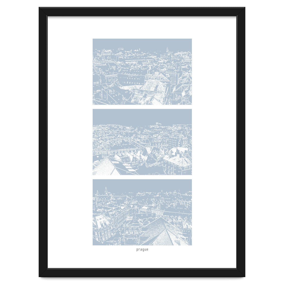 Prague print in blue