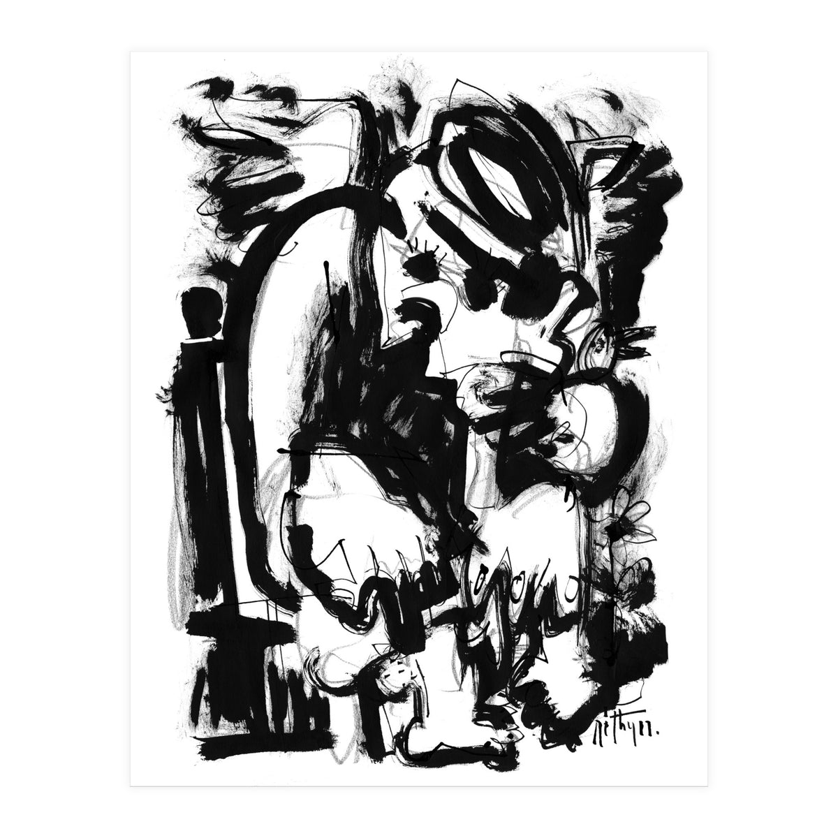 Saint With Bird - b&w (Print Only)