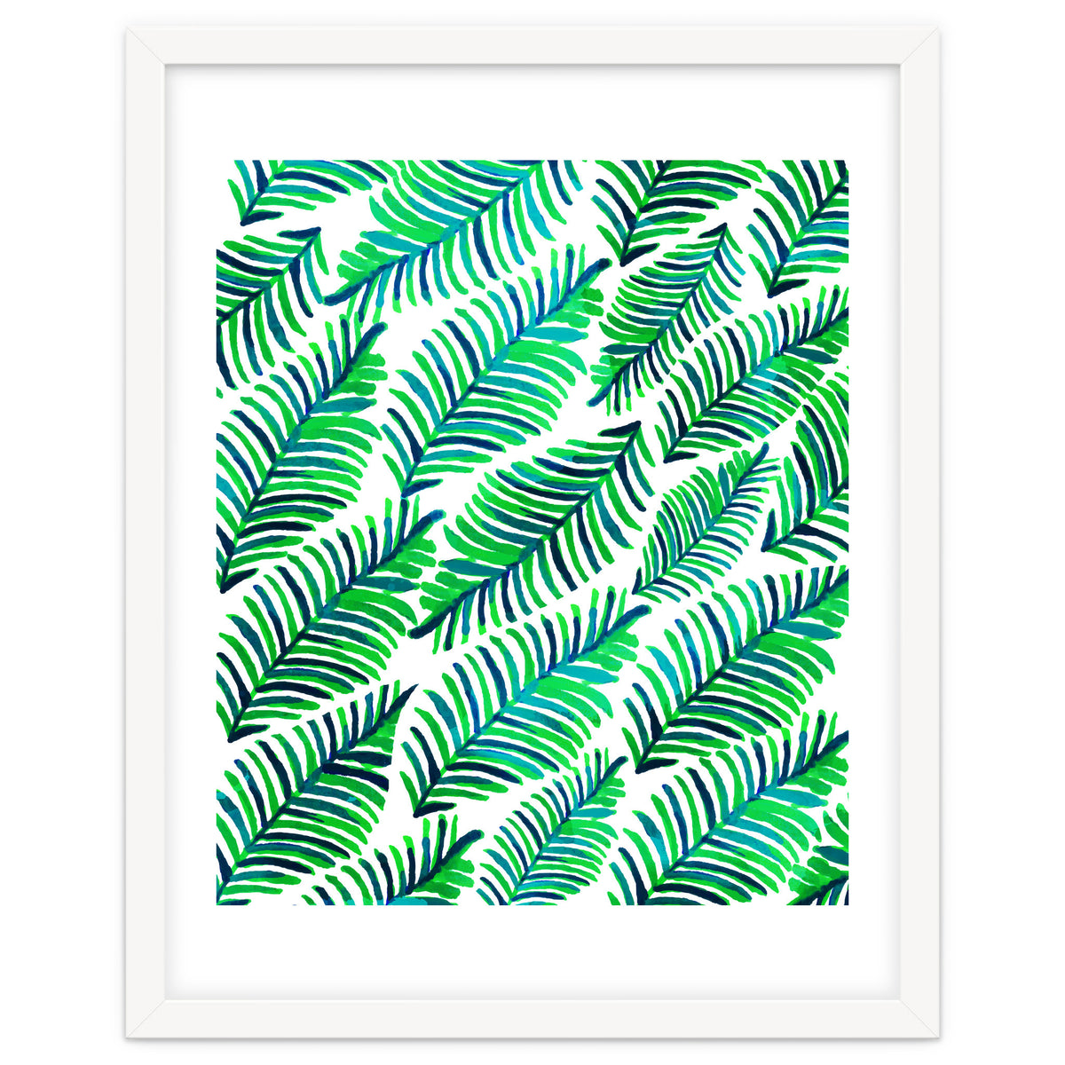Palm Solace | Tropical Botanical Plants Nature Hand-Painted Watercolor Painting Bohemian Lush Green