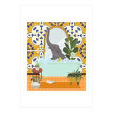 Elephant Bathing in Moroccan Style Bathroom (Print Only) thumbnail