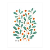 Springtime Floral | Orange and Green (Print Only) thumbnail