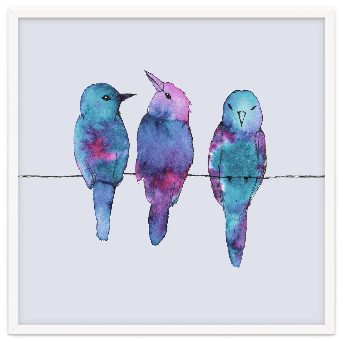 Three birds on a wire