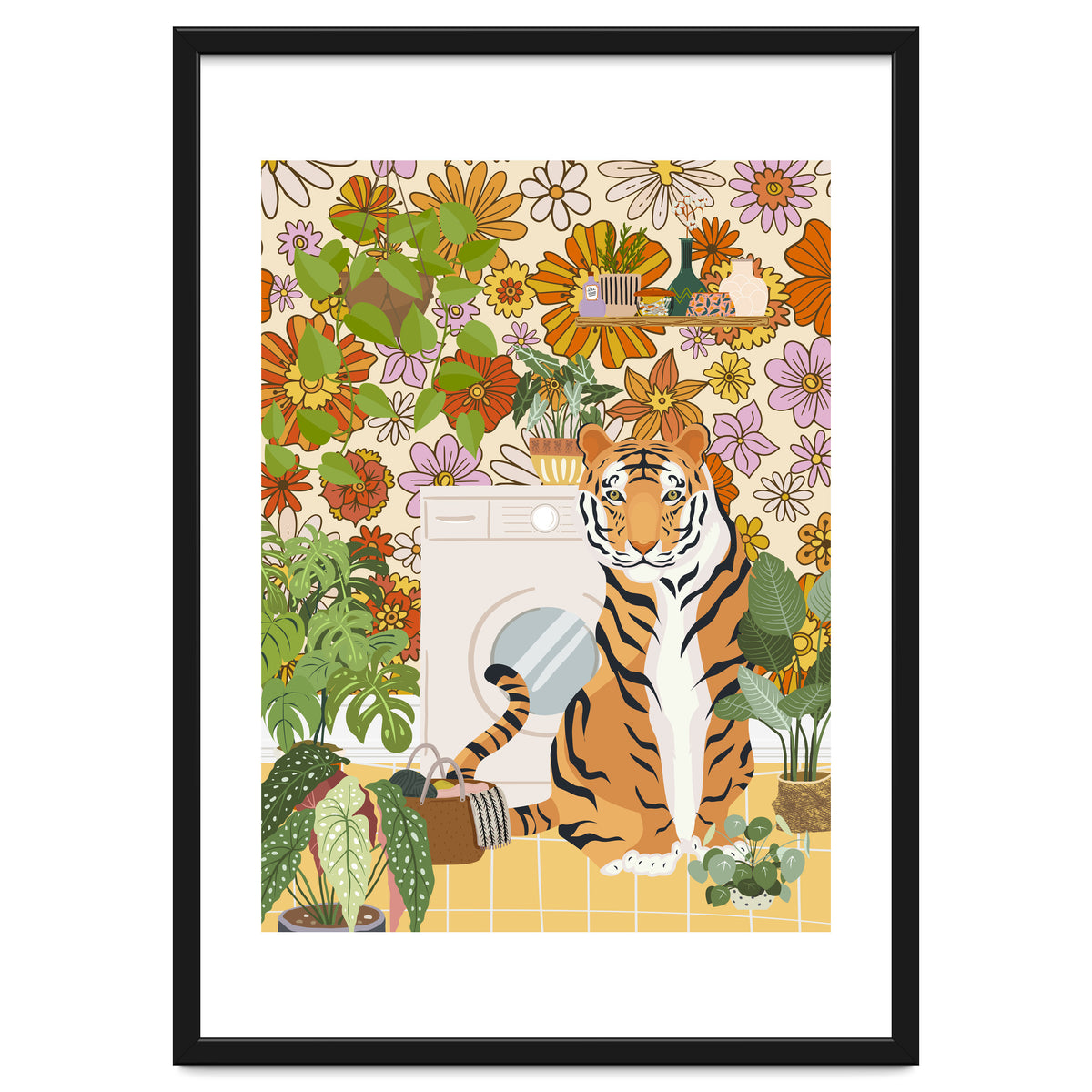 Tiger in Groovy Laundry Room