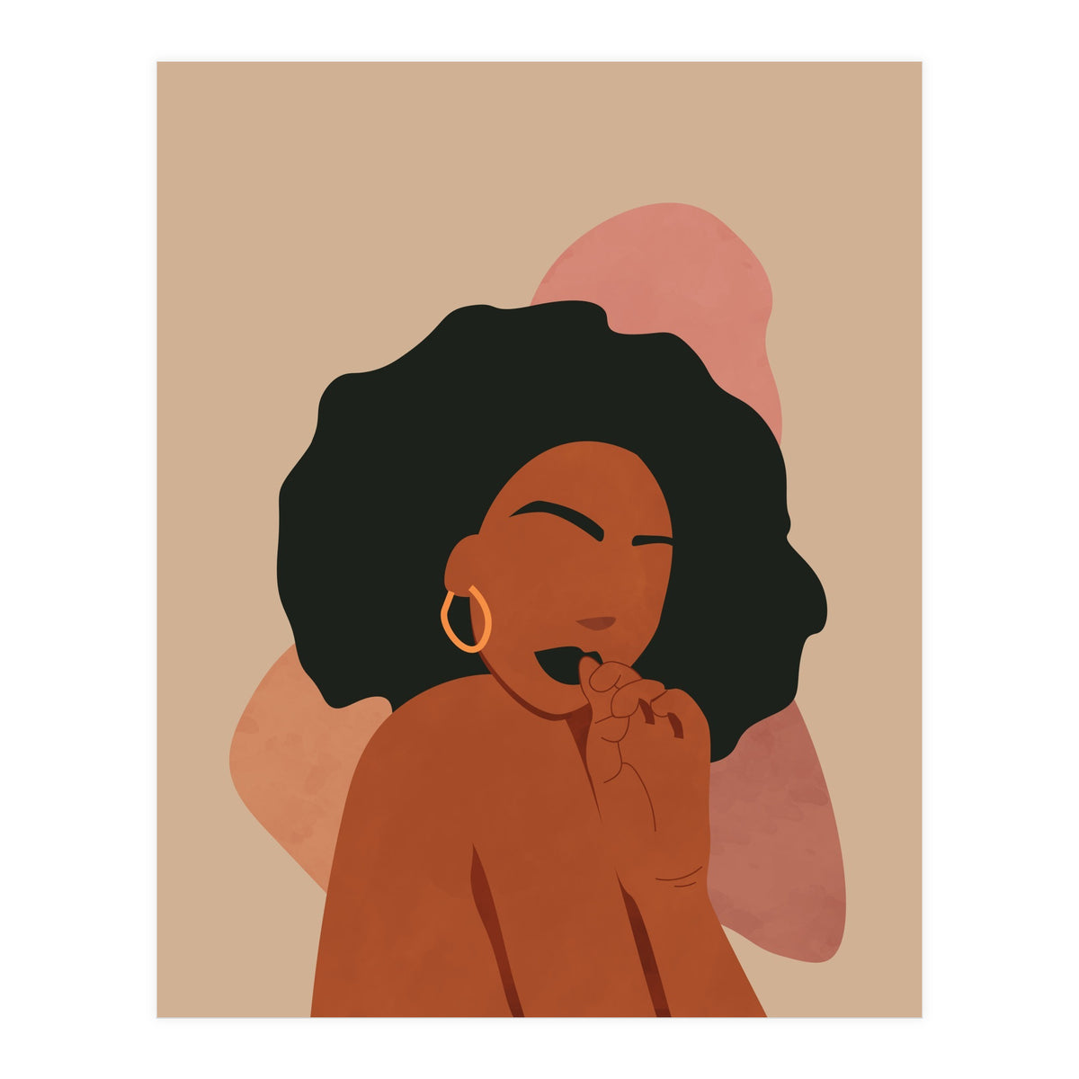 Black Woman Portrait Abstract Boho (Print Only)