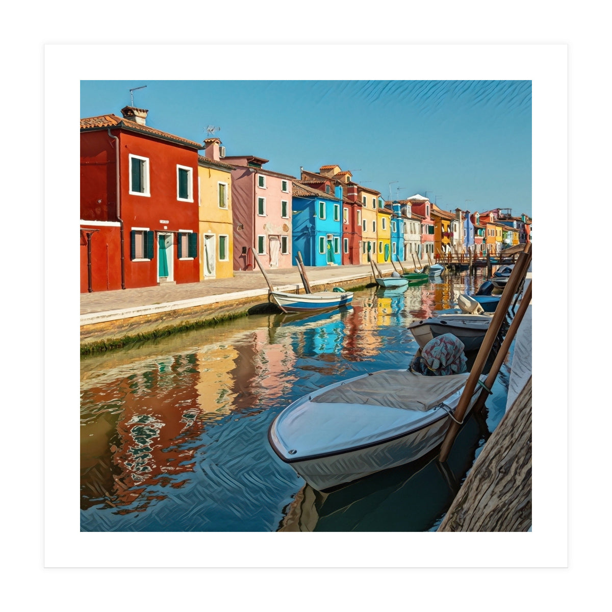 Boats In Venice Colorful Italy (Print Only)